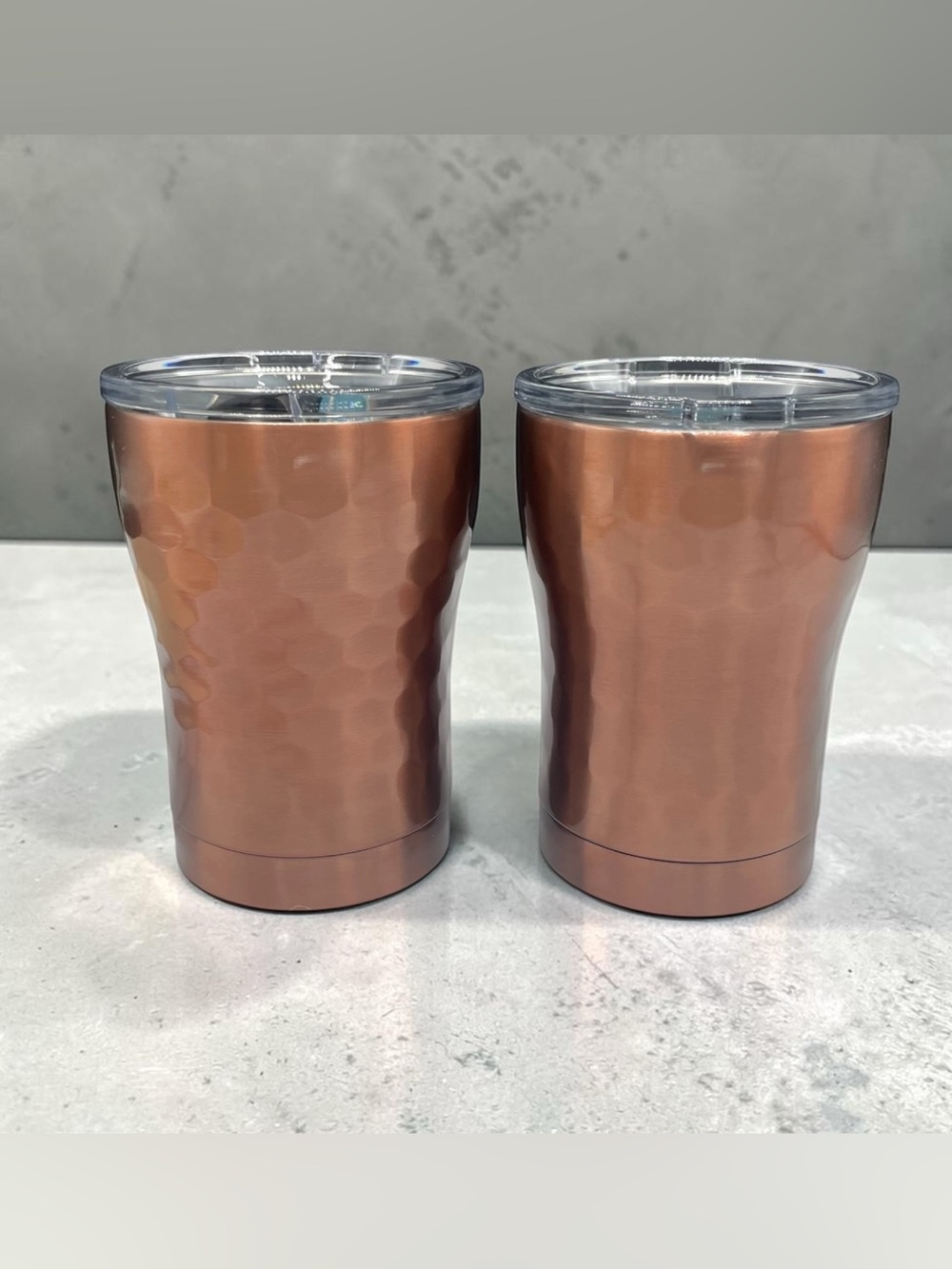 Copper Hammered Stainless Steel Tumbler by SIC with Lid - Set of 2